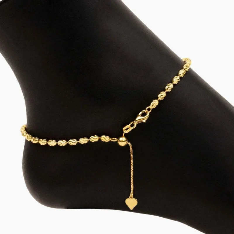 ankle cuffs for women-Adjustable Moon Cut Bead Anklet (Gold)