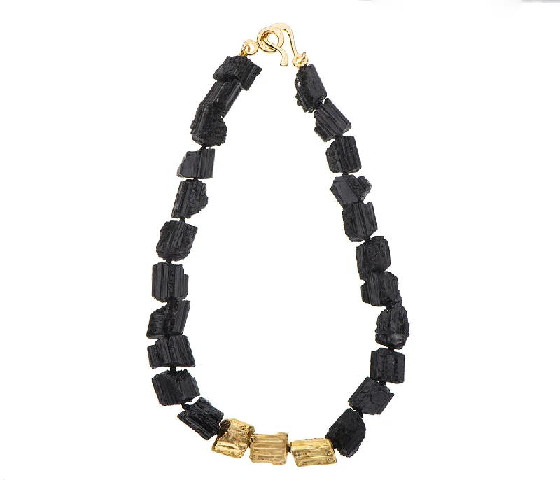 delicate chain necklaces for women-Nava Zahavi Yellow Gold Black Tourmaline Necklace