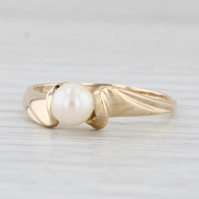 unique gemstone engagement rings for women-Cultured Pearl Solitaire Ring 10k Yellow Gold Size 11.5