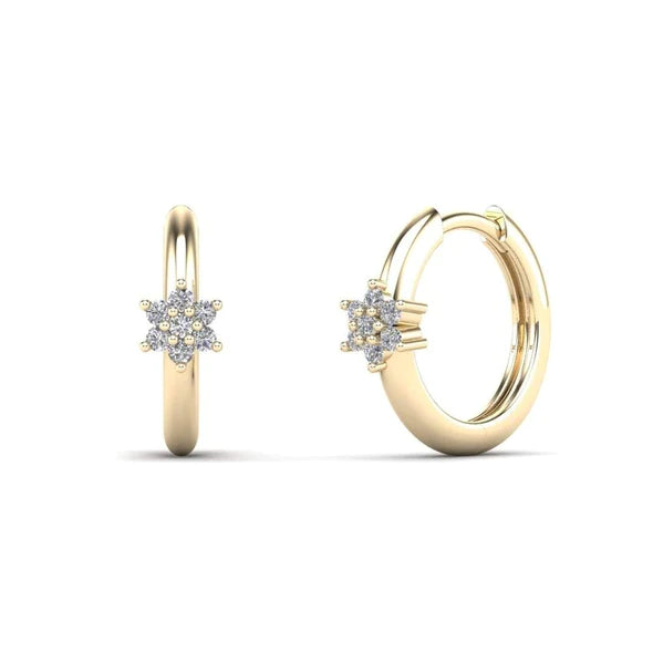 round diamond earrings for women-Star Diamond Huggie (14K)