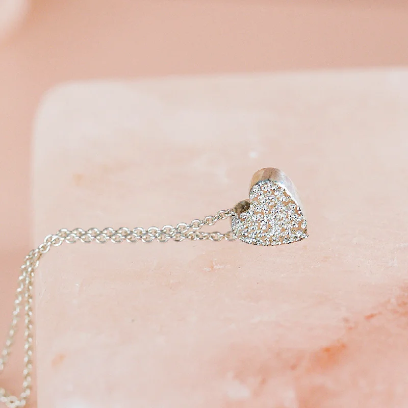 gemstone necklaces for women-DIAMOND DUSTED HEART NECKLACE