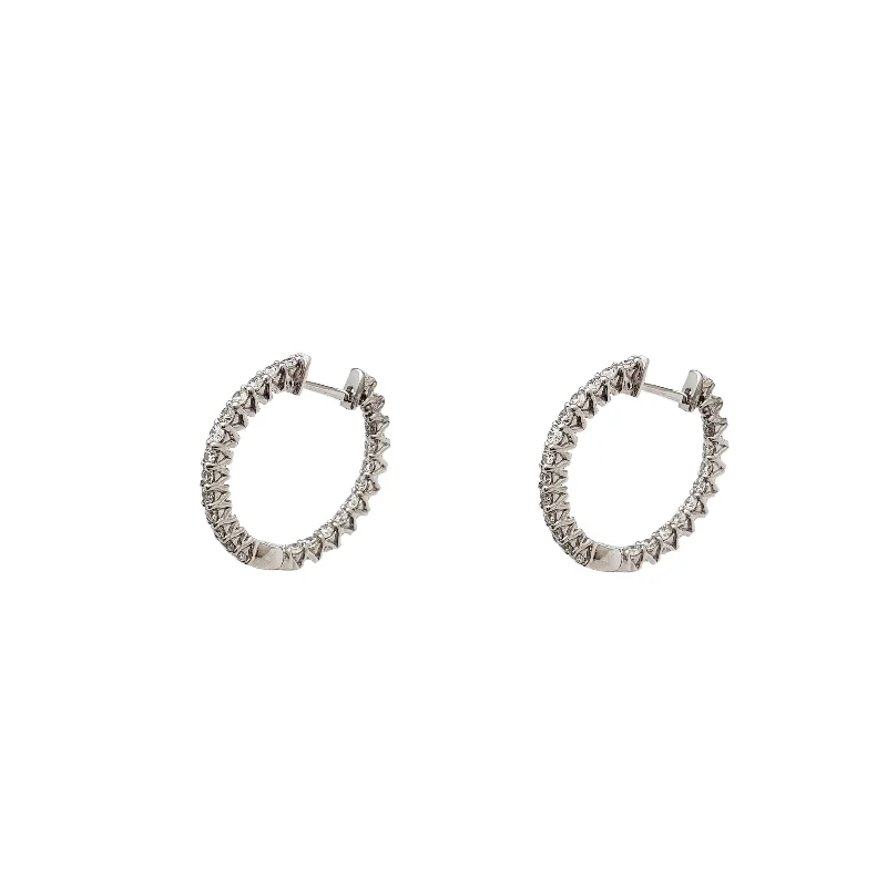 diamond hoop earrings for women-Diamond Inside-Out Huggie/Hoops Earrings (14K)