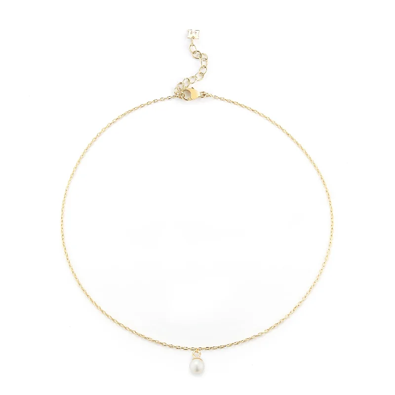 unique anklets for women-14kt Uni Pearl Anklet