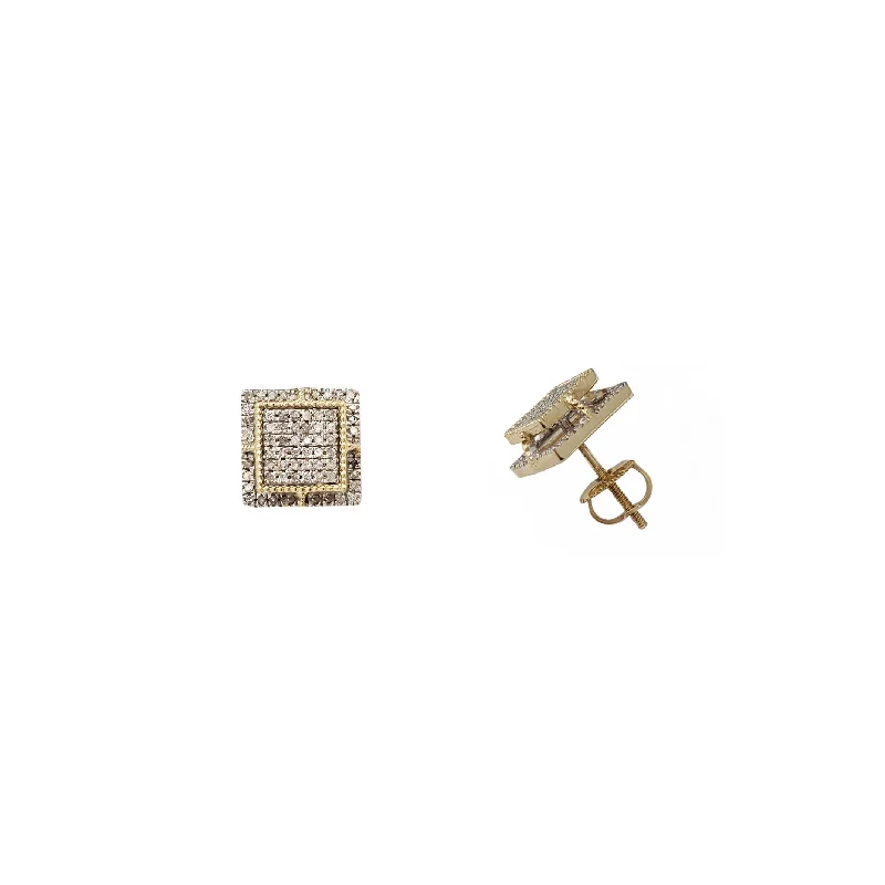 multi-colored earrings for women-Diamond Square Stud Earrings (10K)