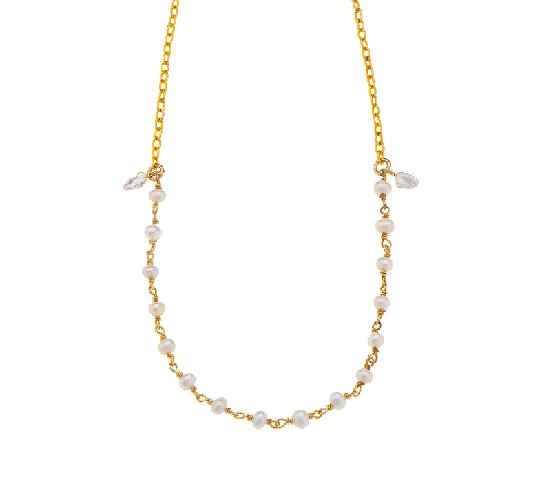 moonstone necklaces for women-Nava Zahavi Vermeil and Round Pearls Necklace