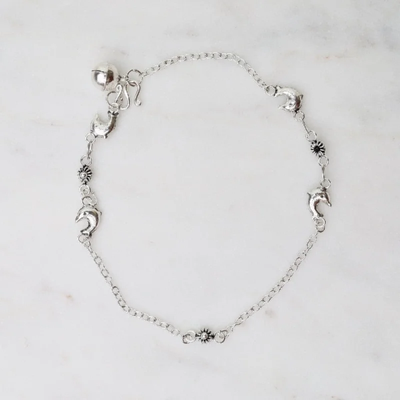 infinity anklets for women-Dolphins and Flowers Anklet