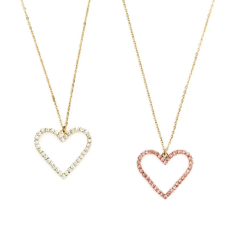 silver necklaces for women-Cherish Crystal Heart Necklace || Choose Color