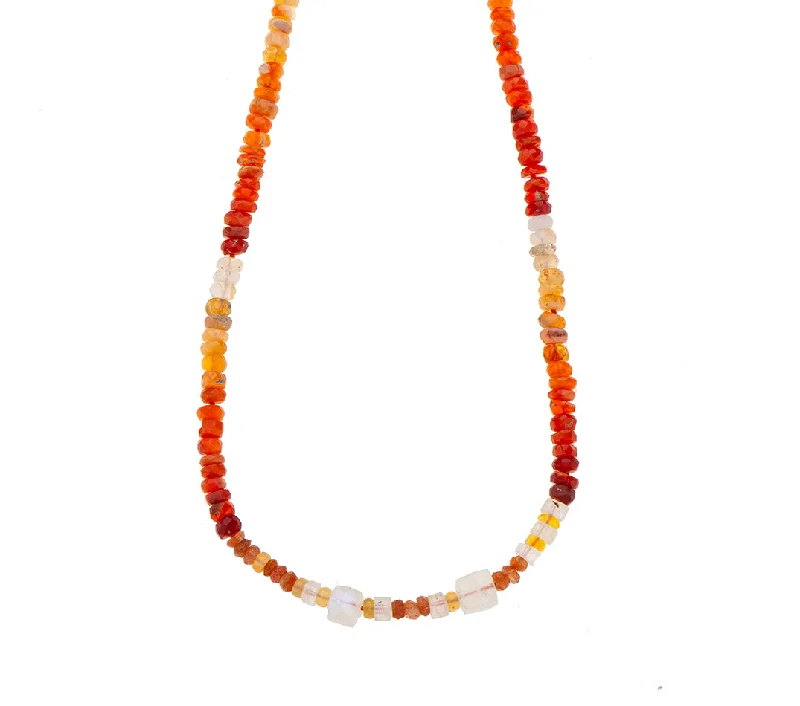 gemstone necklaces for women-Nava Zahavi Fire Opal and Moonstone Necklace