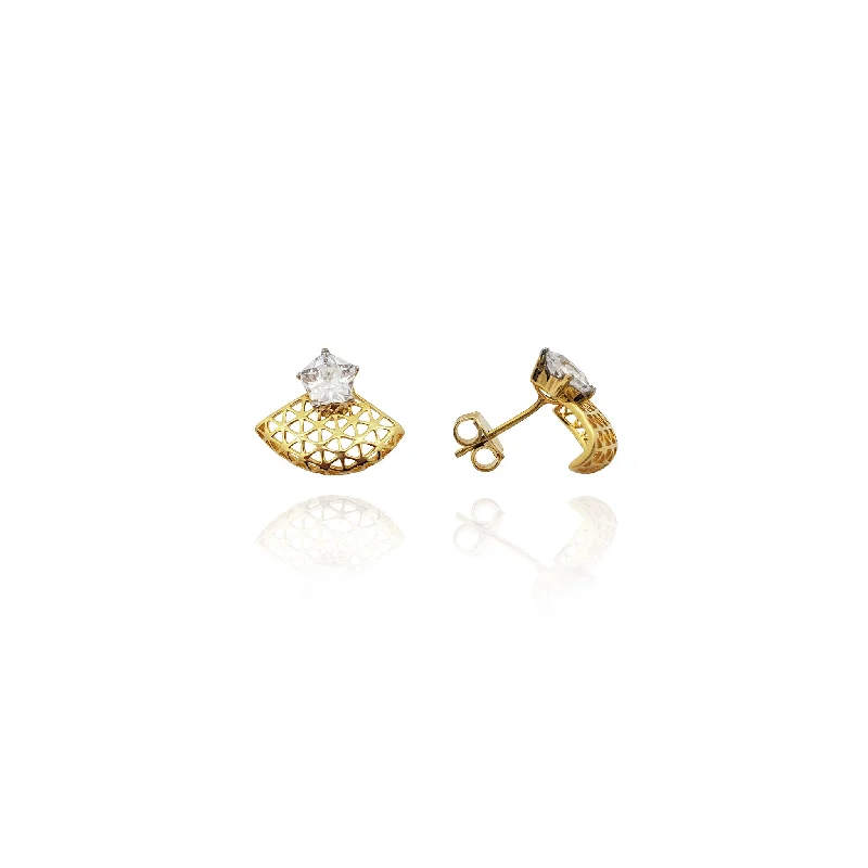 luxury gemstone earrings for women-Lobe Cuff Stud Earrings (14K)