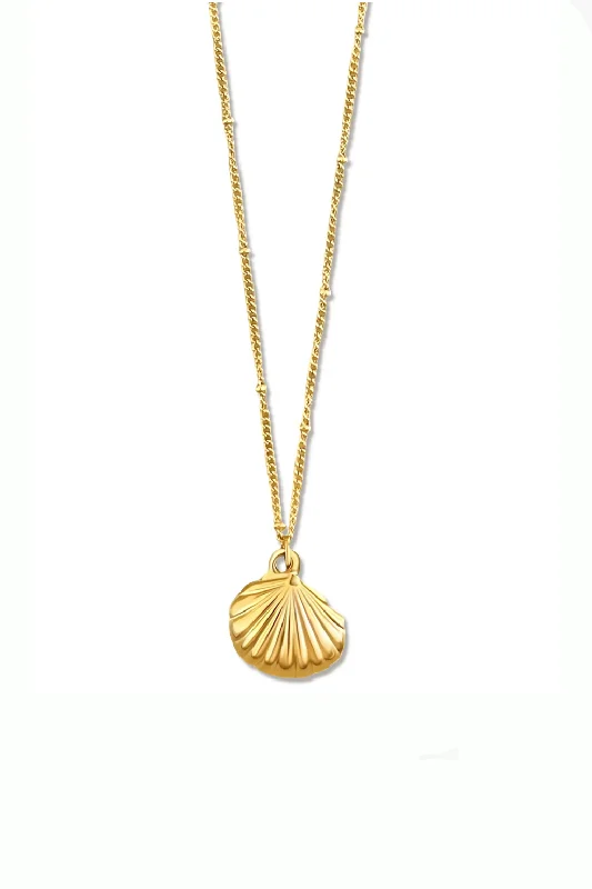 gold-plated name necklaces for women-Georgina Shell Pendant Necklace