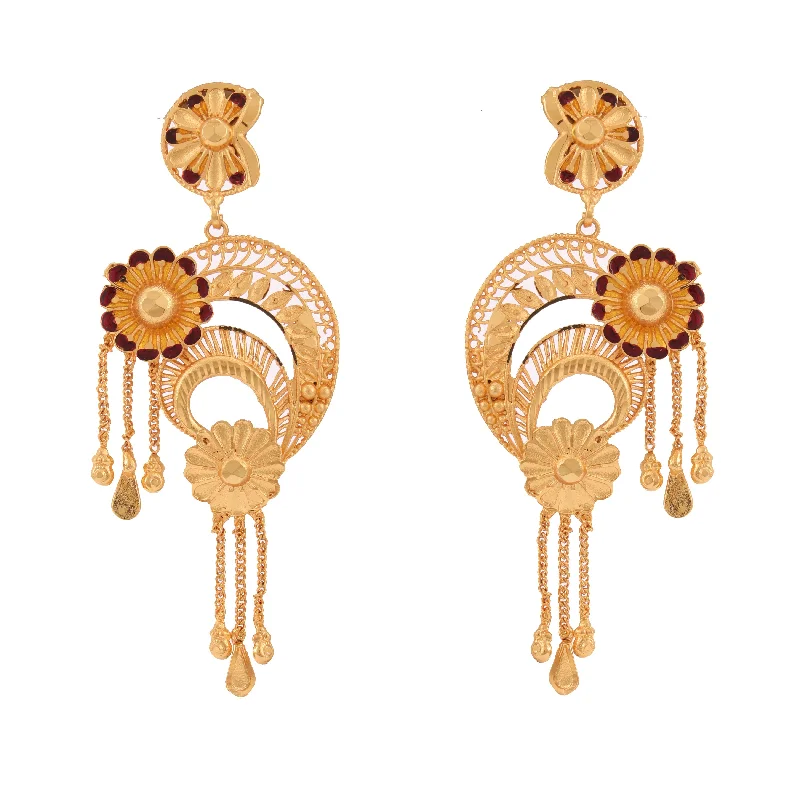 crystal earrings for women-Flower Mina Fancy Earrings