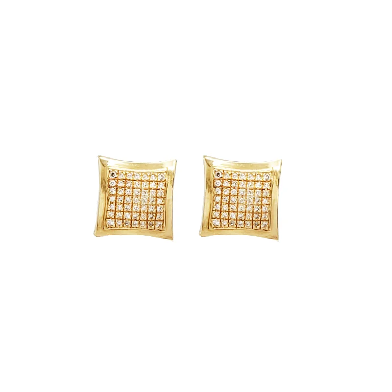 trendy earrings for women-Diamond Square Earring (14K)