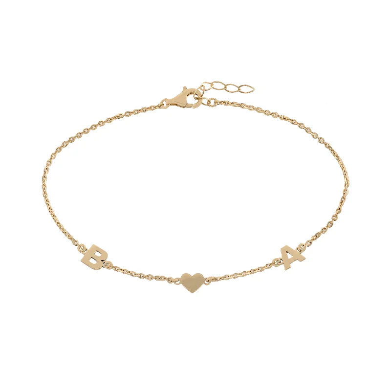 personalized gold anklets for women-Initial Heart Initial Anklet