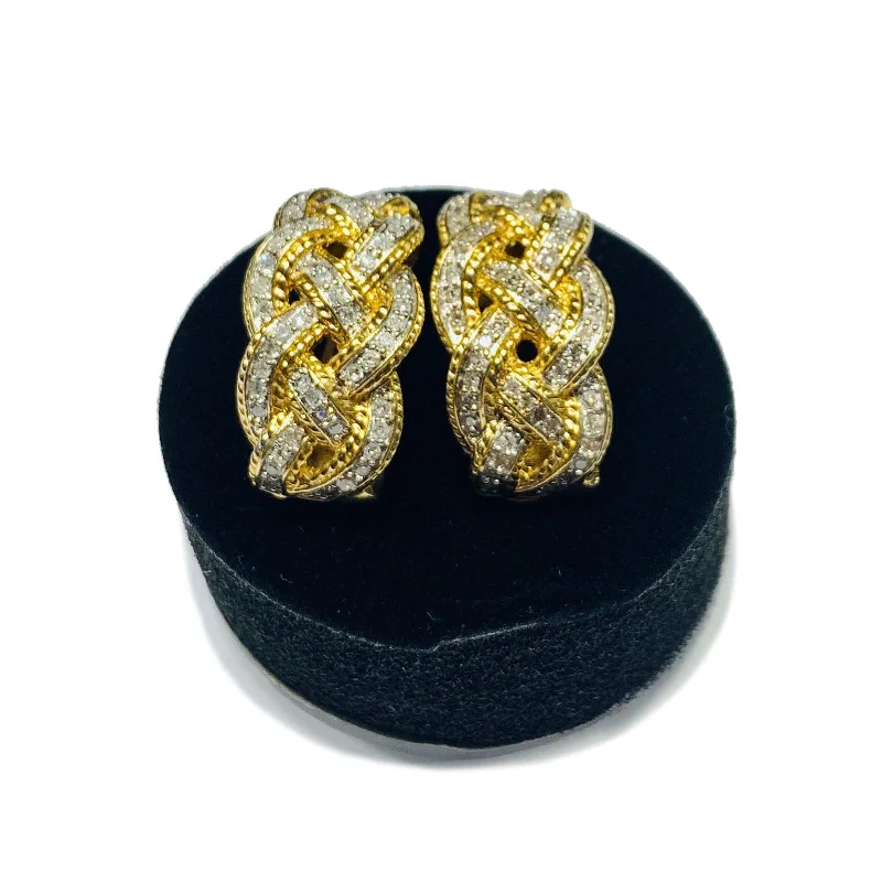 gold drop earrings for women-Diamond Cuban Earrings (14K).