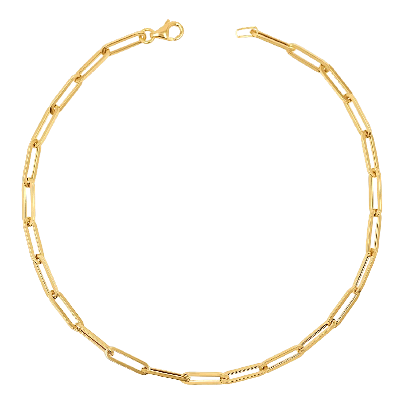 stacking bracelets and anklets for women-14K Signature Paper Clip Chain Anklet