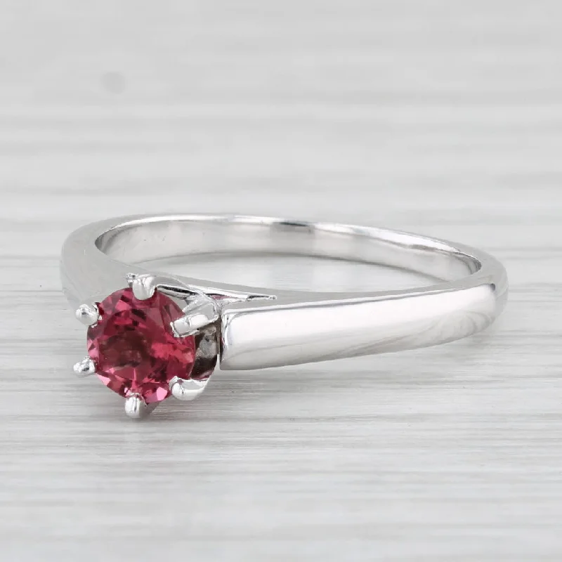 large solitaire engagement rings for women-0.50ct Round Pink Tourmaline Solitaire Ring 14k White Gold Size 7