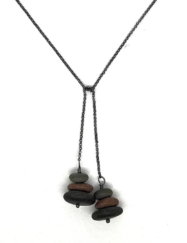 heart-shaped necklaces for women-Rock Stack Lariat