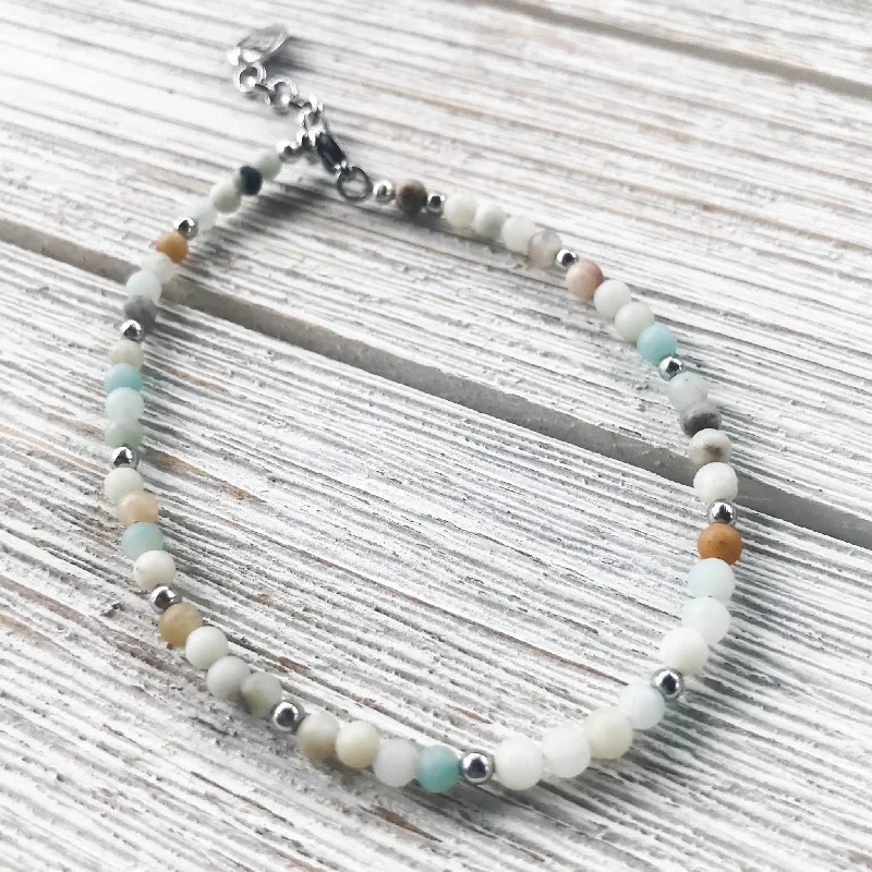 ankle chain bracelets for women-Payton Stone Anklet | Petite Seafoam