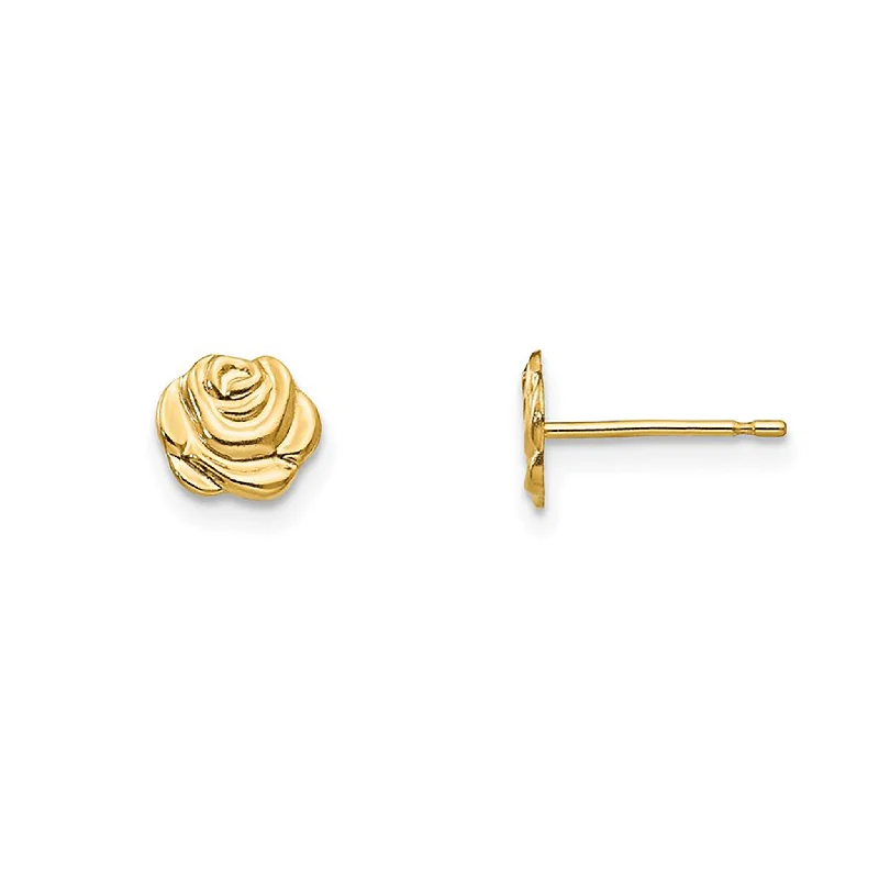 bridal earrings for women-Rose Flower Stud Earrings (14K)