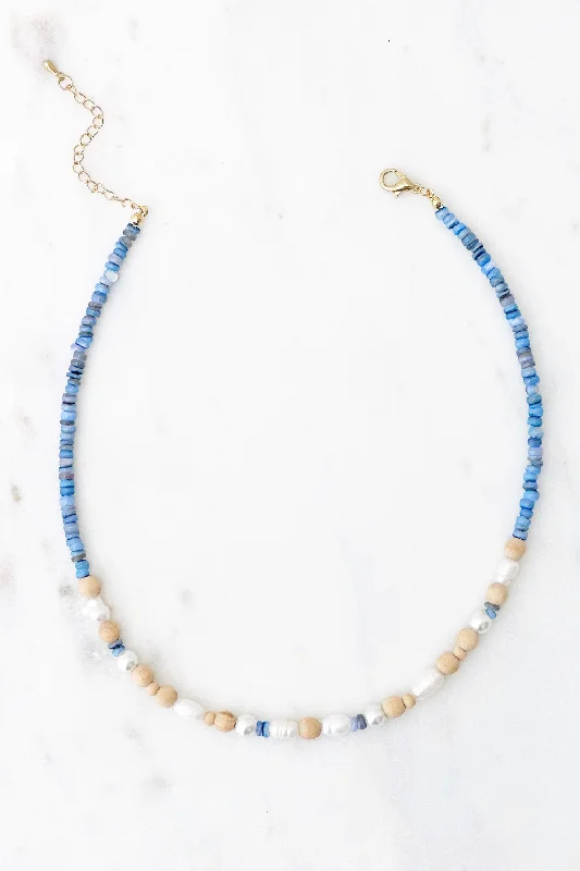 creative gold necklaces for women-Wood & Pearl Necklace