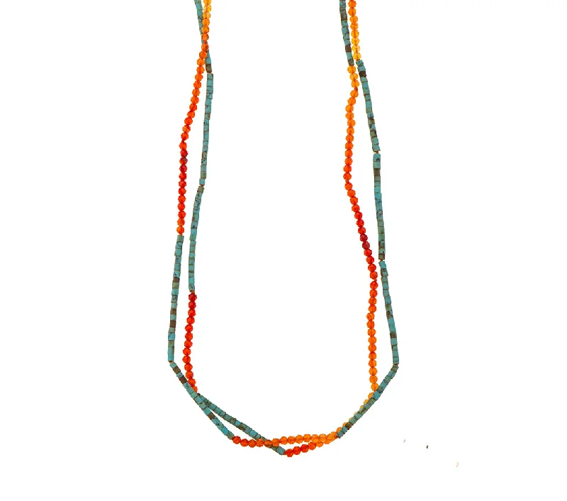 statement necklaces for women-Nava Zahavi Turquoise and Carnelian Necklace