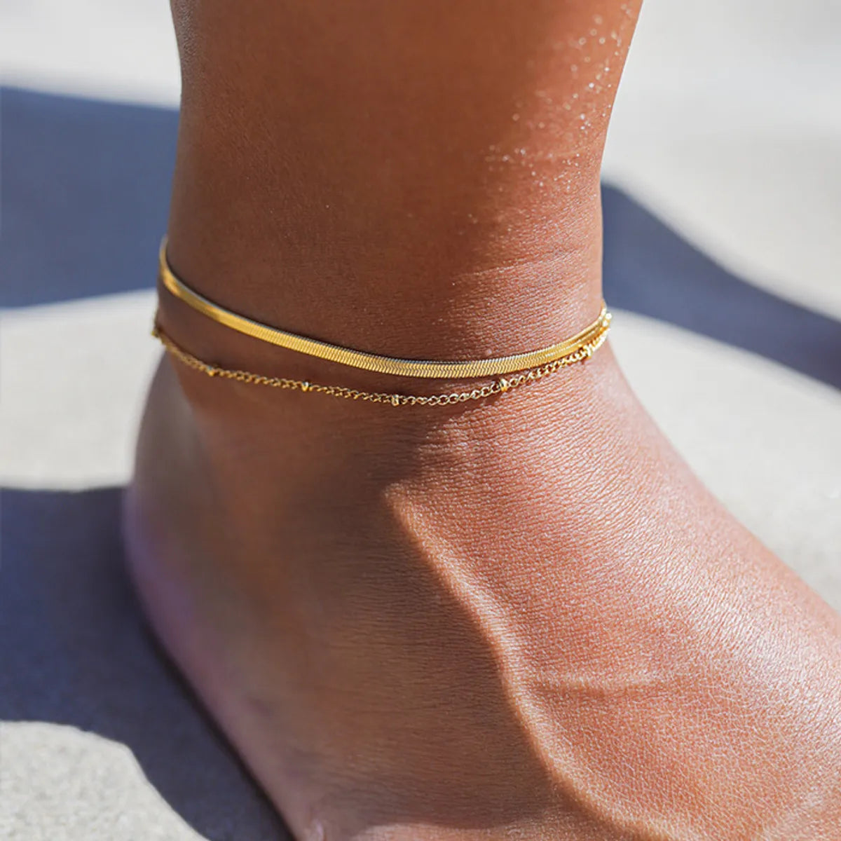 stylish anklets for women-Simple Style Geometric Stainless Steel Plating 18k Gold Plated Women's Anklet