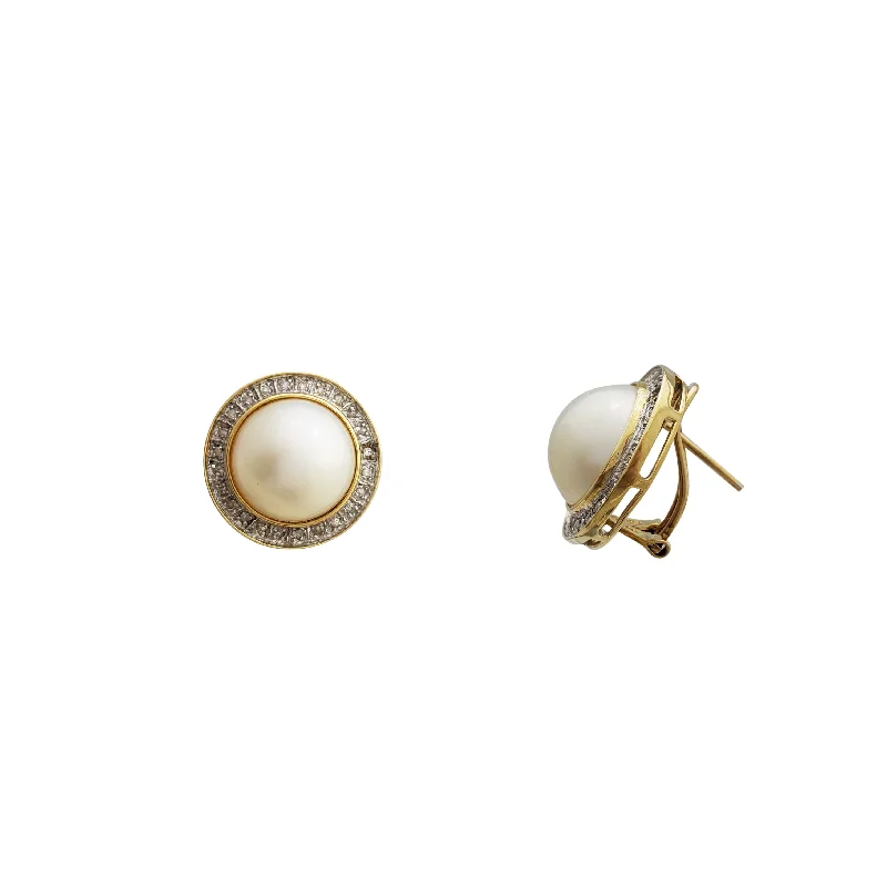 sterling silver earrings for women-UFO Plate South Sea Pearl Earrings (14K)