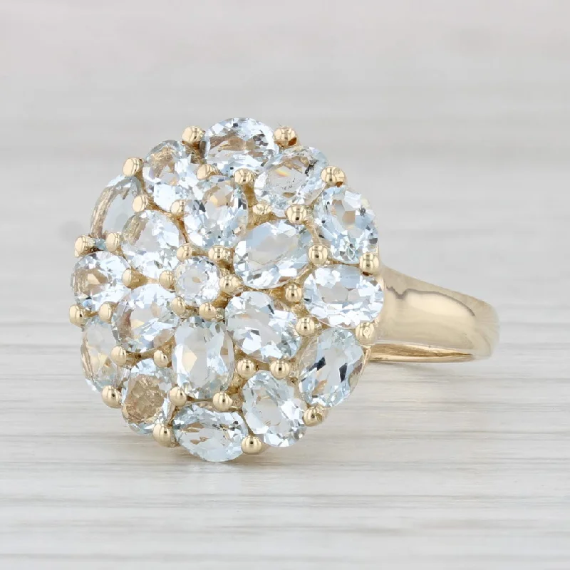 two-tone engagement rings for women-Rock Crystal Quartz Cluster Ring 10k Yellow Gold Size 7 Cocktail