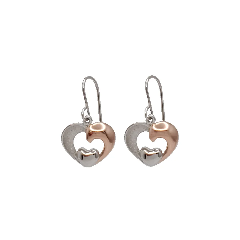 modern stud earrings for women-Heart Shape Fish Hook Earring (Silver)