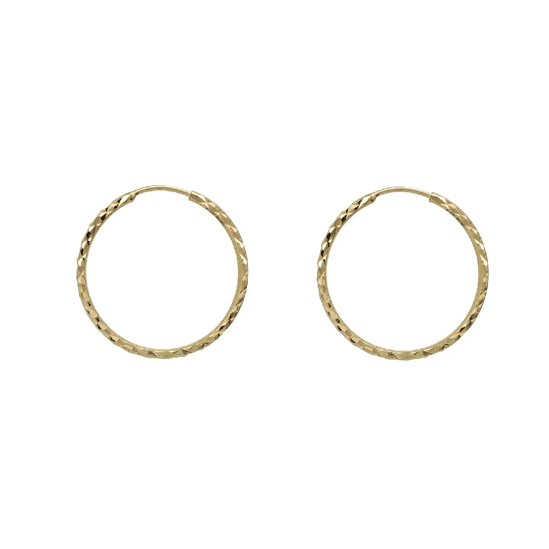 gold hoop earrings for women-Yellow Faceted-cuts Hoop Earrings (14K)