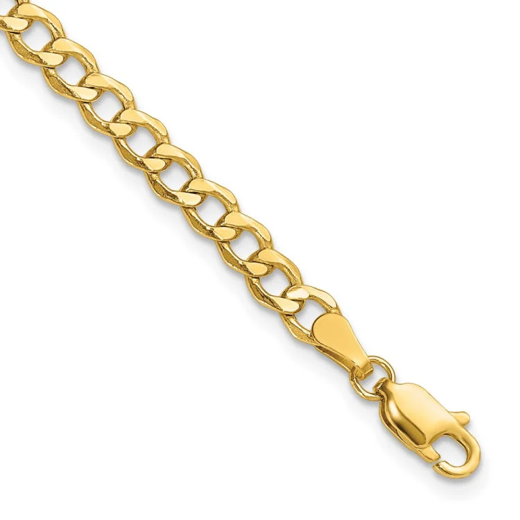 trendy anklet chains for women-14K 10 inch 4.3mm Semi-Solid Curb with Lobster Clasp Anklet