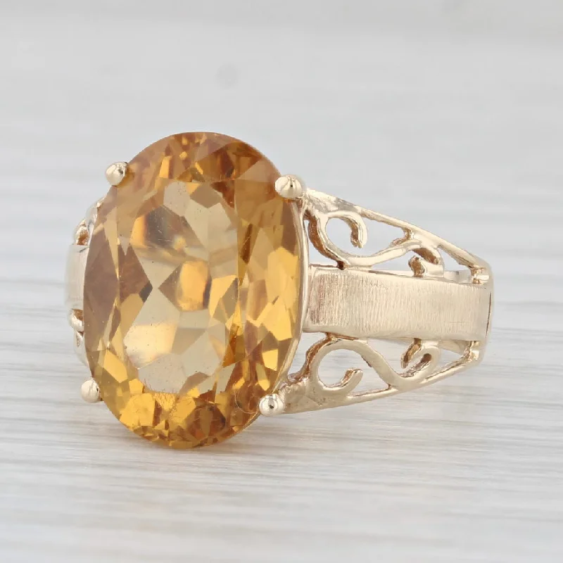 princess-cut engagement rings for women-5.75ct Oval Citrine Solitaire Ring 10k Yellow Gold Size 7 Cocktail