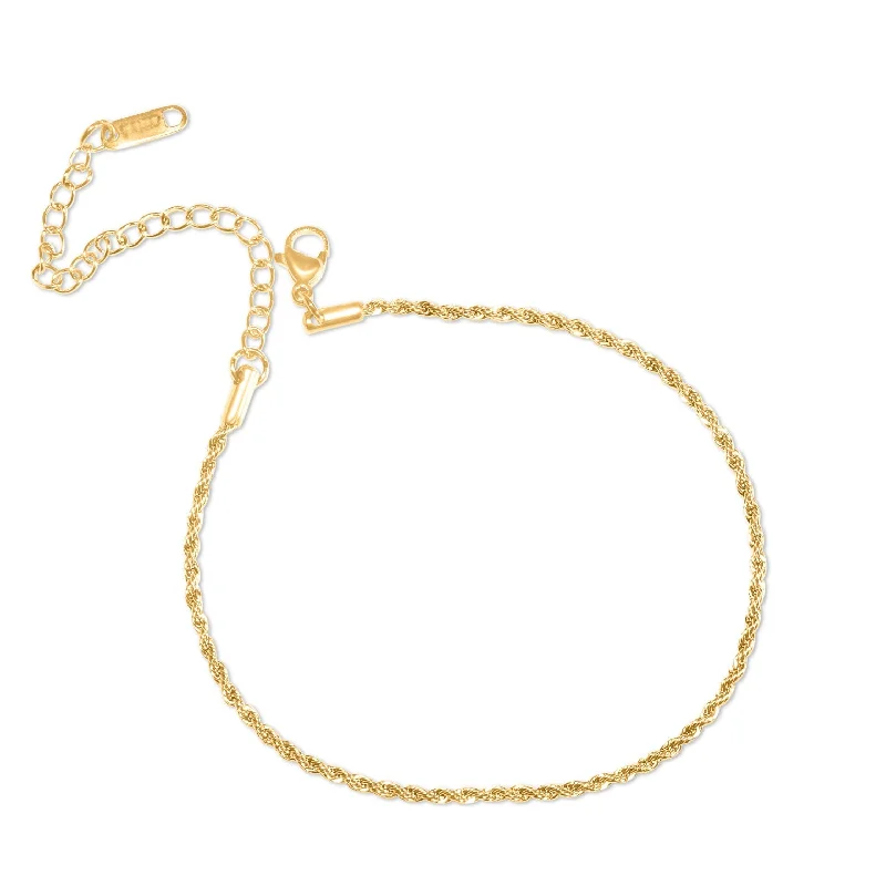 unique anklets for women-Gold Rope Chain Anklet