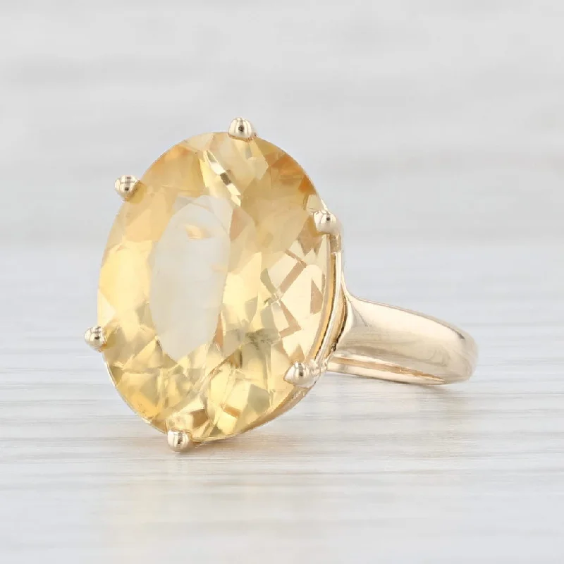 diamond ring sets for women-8.75ct Oval Citrine Solitaire Ring 10k Yellow Gold Size 6.75