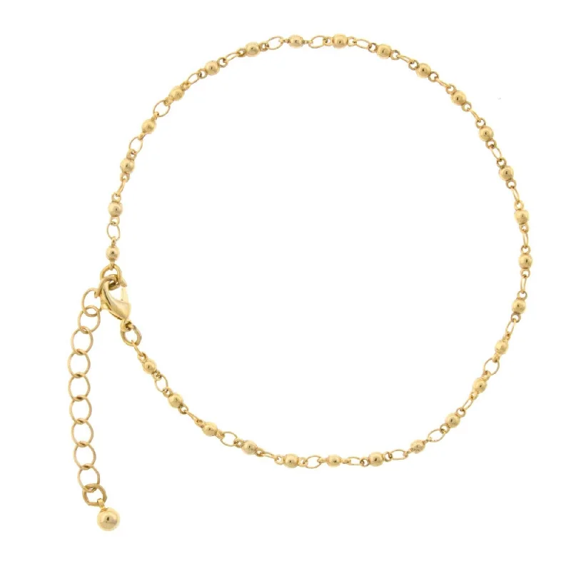 personalized name anklets for women-1928 Jewelry Gold Ball And Link Chain Anklet 9" + 1.5" Extension