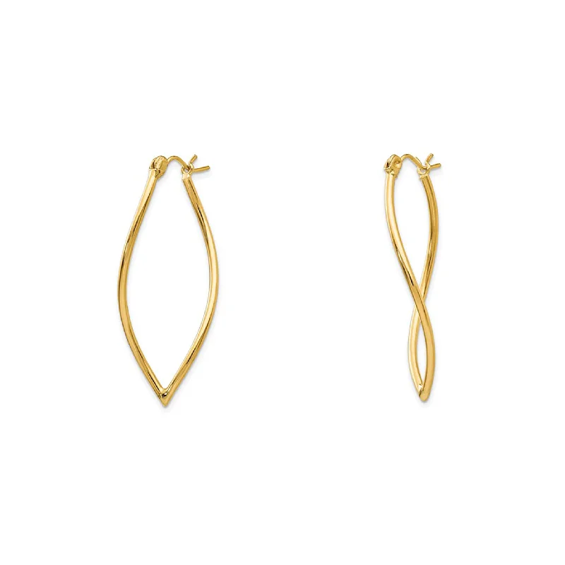 luxury earrings for women-Wavy Fancy Hoops Earrings (14K)