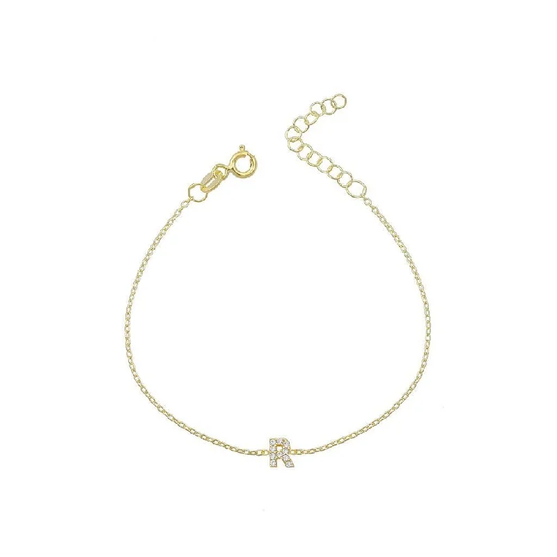 beach jewelry anklets for women-CZ Initial Anklet