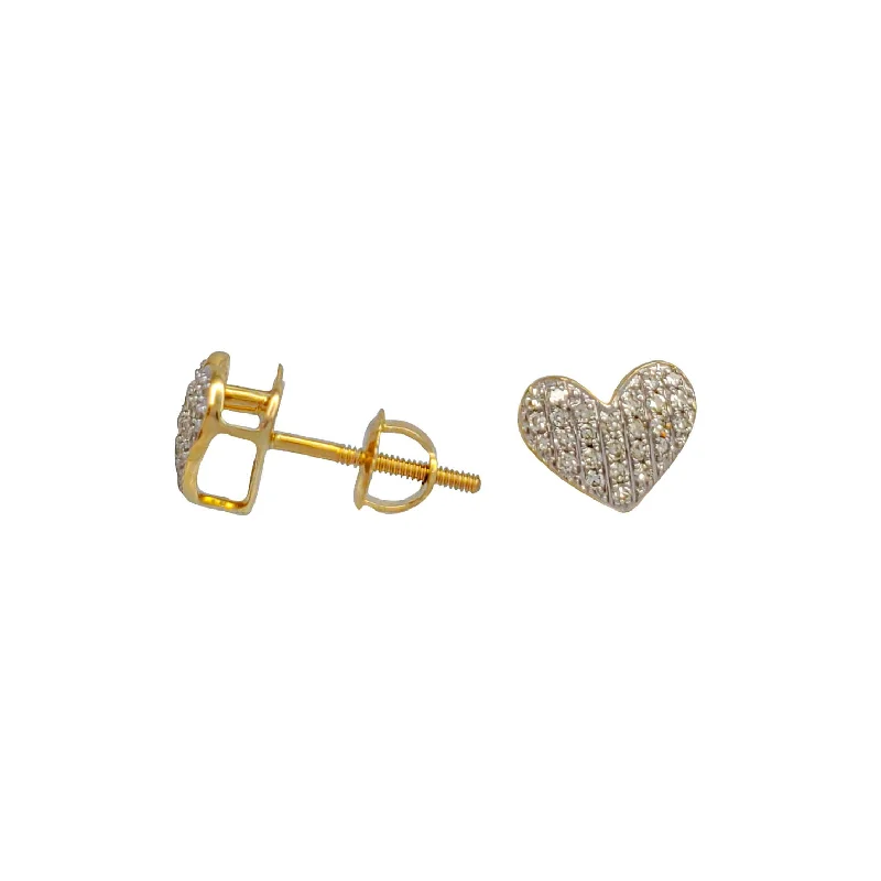 dangling gemstone earrings for women-Round Diamond Cut Heart Earrings (14K)