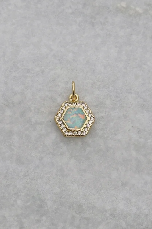 infinity name necklaces for women-Opal Hexagon Charm