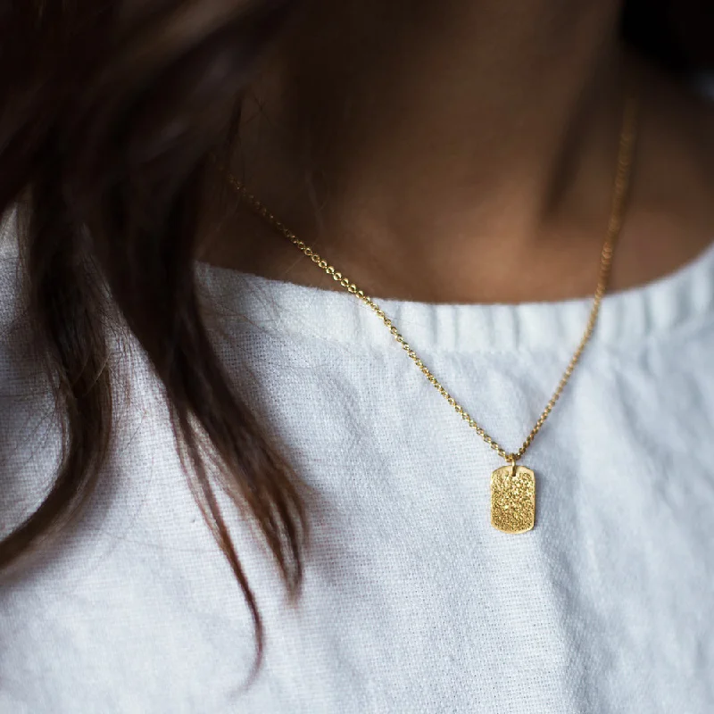 pendant necklaces for women-DIAMOND DUSTED MINI TAG NECKLACE