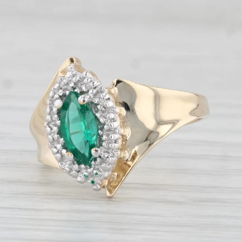 unique custom engagement rings for women-0.53ctw Lab Created Emerald Diamond Halo Ring 10k Yellow Gold Size 6.75