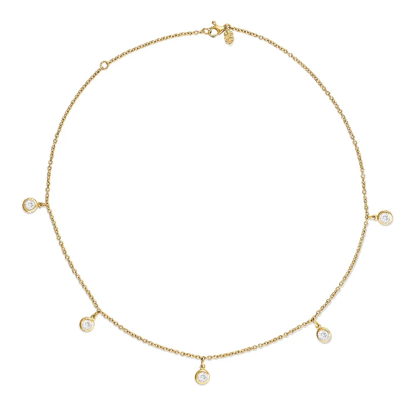 delicate chain necklaces for women-Talya Five Stone Necklace 18ct Yellow Gold - Diamond