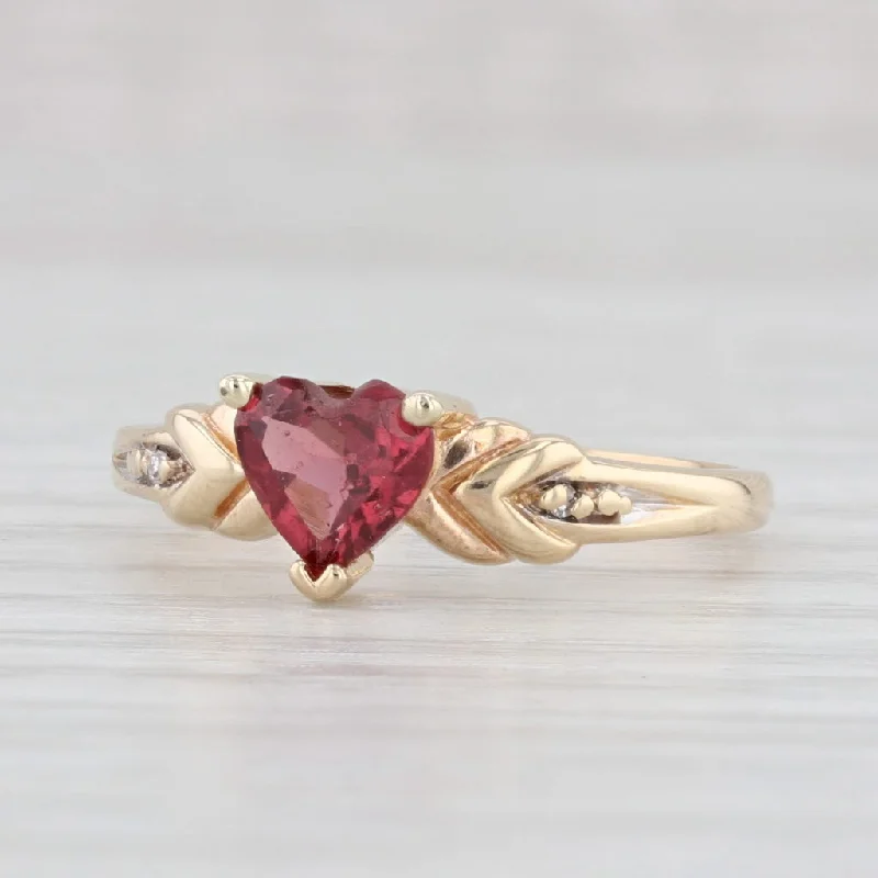 radiant-cut engagement rings for women-Vintage Richard Klein 0.78ct Garnet Heart Ring 14k Gold Sz 7 January Birthstone