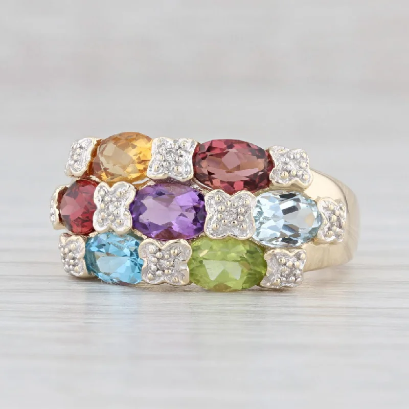 wedding engagement rings for women-3.50ctw Gemstone Ring 14k Gold Topaz Garnet Peridot Tourmaline Amethyst Citrine