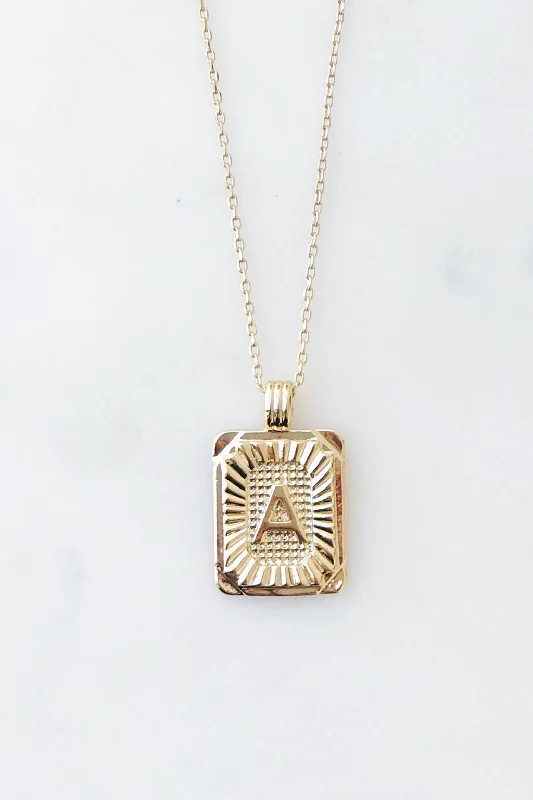 affordable necklaces for women-Squared Initial Coin Necklace