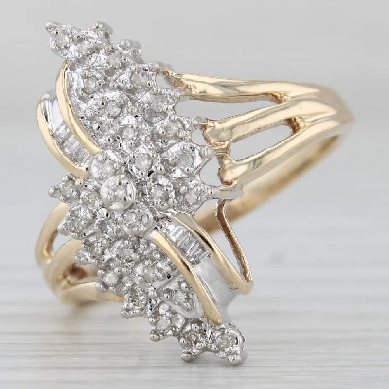 affordable engagement ring sets for women-0.19ctw Diamond Cluster Ring 10k Yellow Gold Size 11.5 Cocktail