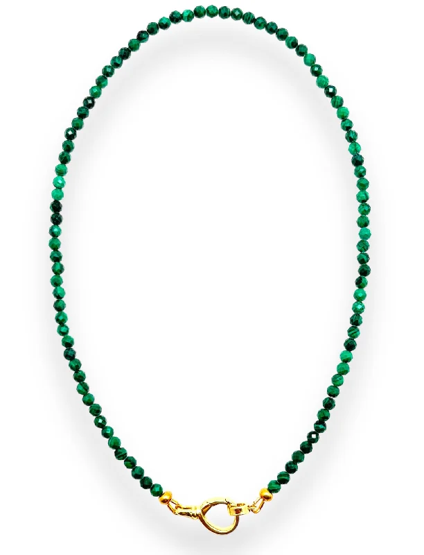 geometric necklaces for women-Malachite Beaded Necklace