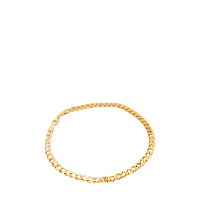 engraved anklets for women-gold plated curb chain anklet