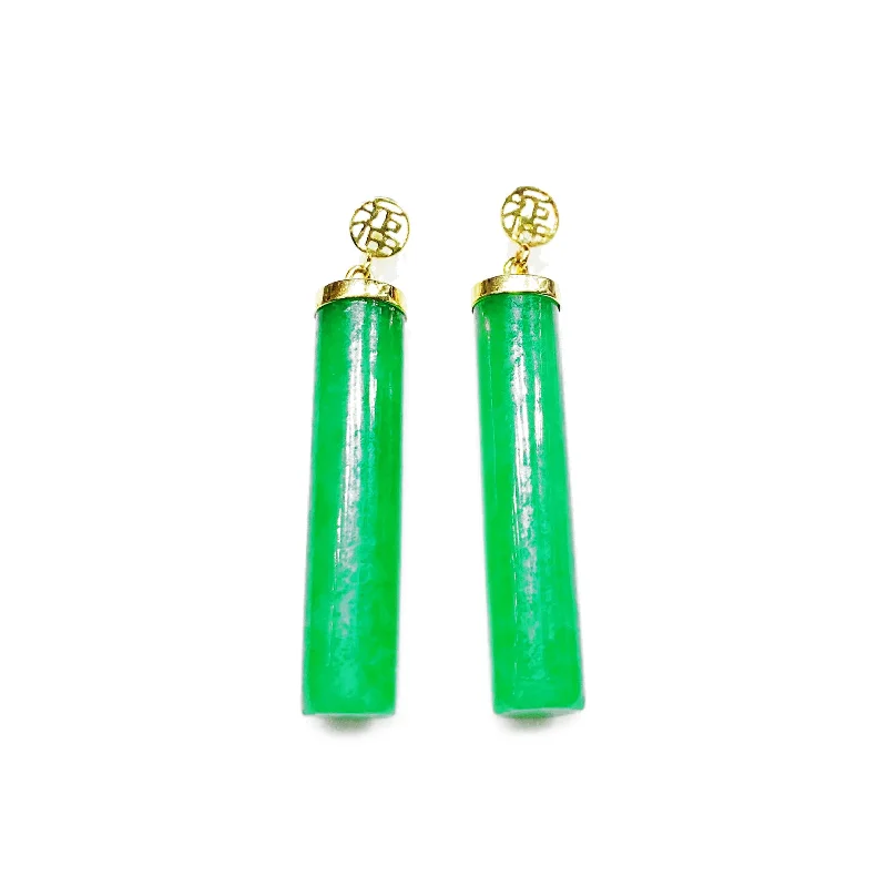 hoop earrings for women-Jade Pillar Earrings (14K).