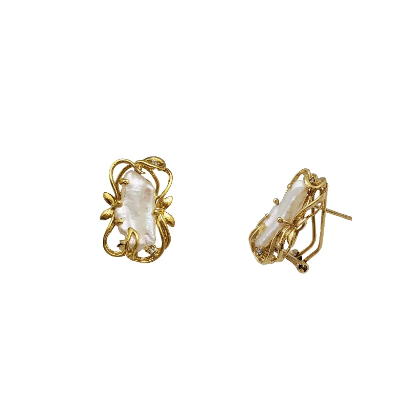 pearl earrings for women-Energy Flow Pearl Earrings (14K)